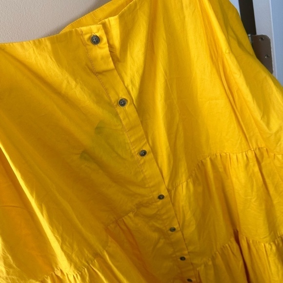 Who what wear nwt yellow cotton tiered tie strap midi dress 4X pockets - Picture 7 of 7